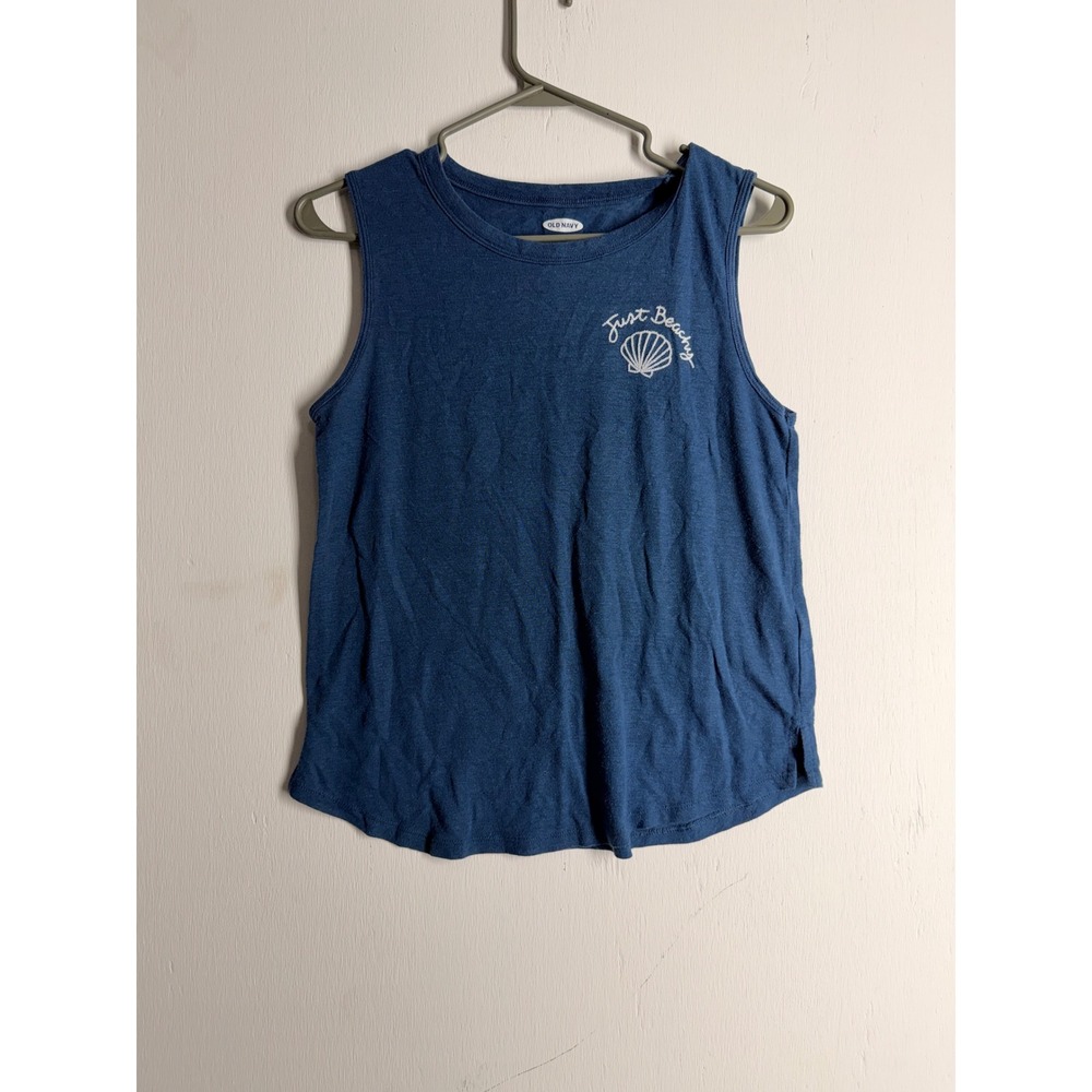 Old Navy Blue Just Beachy Seashell Graphic Muscle Tank Top XS Summer Sleeveless